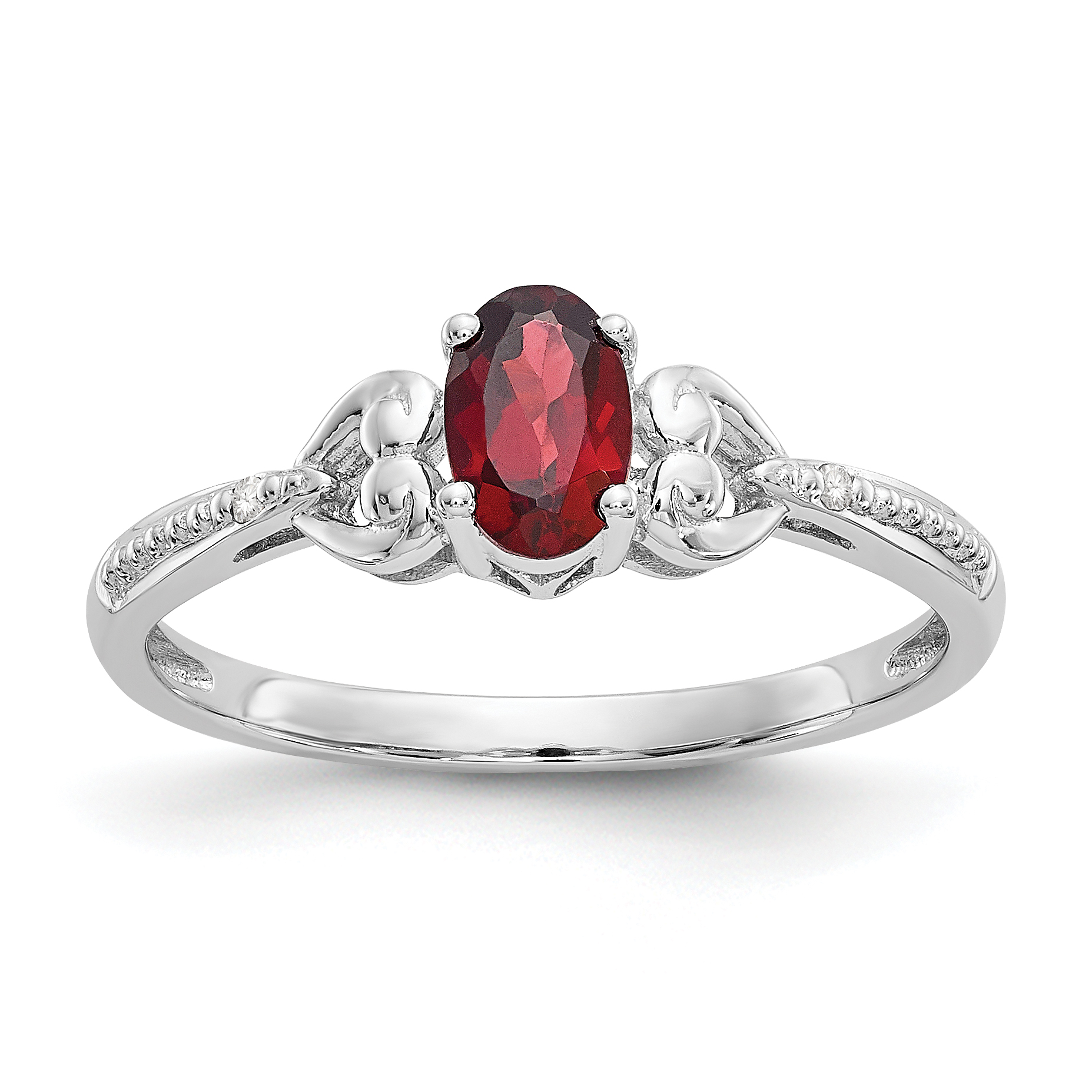 10k White Gold Garnet and Diamond Ring (10XB286)