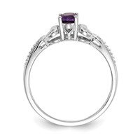 10K White Gold 6x 4mm Oval February Amethyst and Diamond Ring view 2