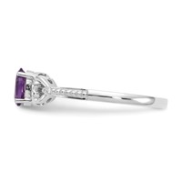 10K White Gold 6x 4mm Oval February Amethyst and Diamond Ring view 4