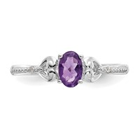 10K White Gold 6x 4mm Oval February Amethyst and Diamond Ring view 5