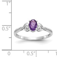 10K White Gold 6x 4mm Oval February Amethyst and Diamond Ring view 3