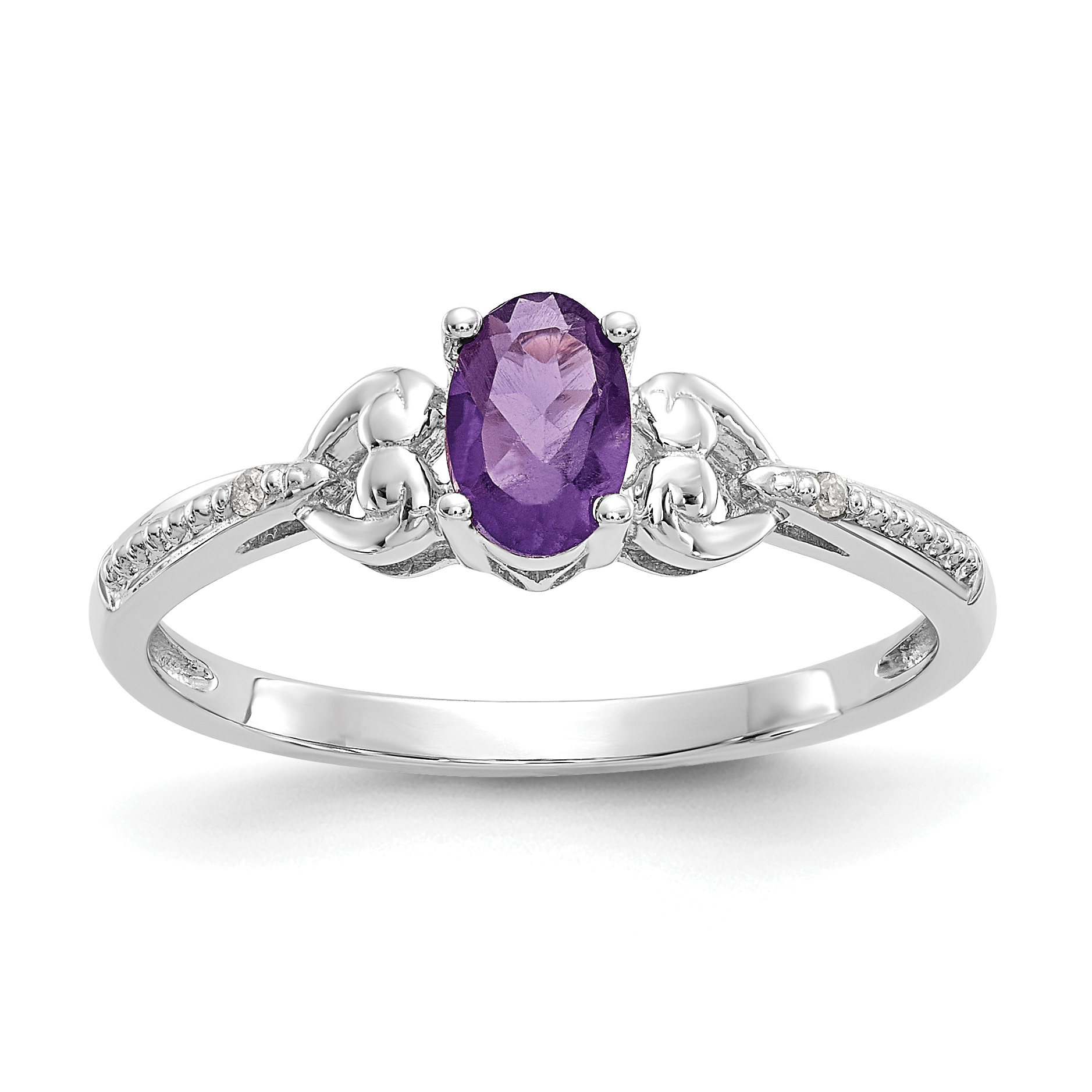 10k White Gold Amethyst and Diamond Ring (10XB287)