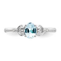 10K White Gold 6x 4mm Oval March Aquamarine and Diamond Ring view 5