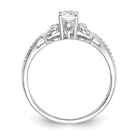 10K White Gold 6x 4mm Oval April White Topaz and Diamond Ring view 2