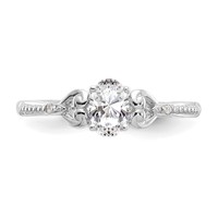10K White Gold 6x 4mm Oval April White Topaz and Diamond Ring view 5