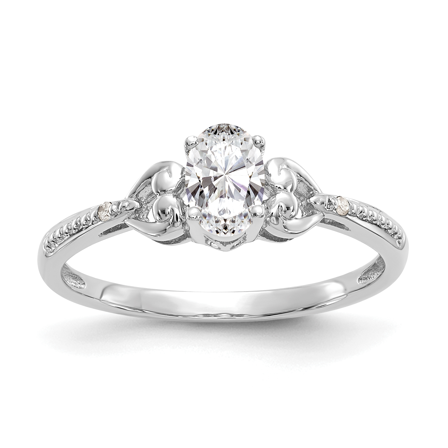 10k White Gold White Topaz and Diamond Ring (10XB289)