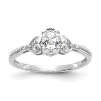 10K White Gold 6x 4mm Oval April White Topaz and Diamond Ring view 1