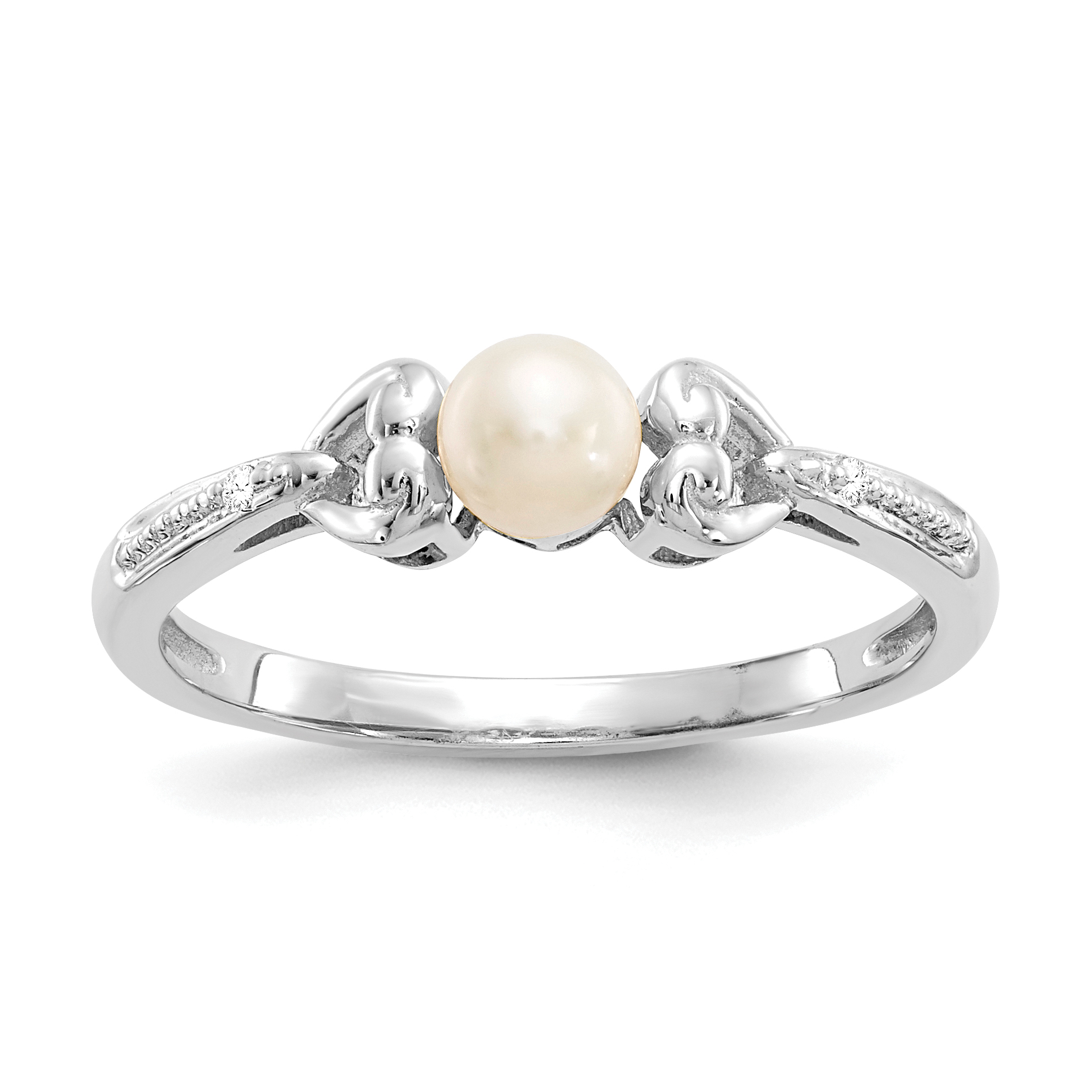 10k White Gold FW Cultured Pearl and Diamond Ring (10XB291)
