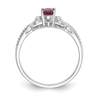 10K White Gold 6x4mm Oval July Ruby and Diamond Ring - Size 7 view 2