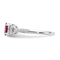 10K White Gold 6x4mm Oval July Ruby and Diamond Ring - Size 7 view 4