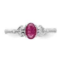 10K White Gold 6x4mm Oval July Ruby and Diamond Ring - Size 7 view 5
