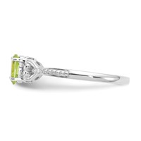 10K White Gold 6x4mm Oval August Peridot and Diamond Ring - Size 7 view 4