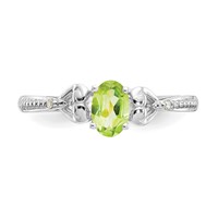 10K White Gold 6x4mm Oval August Peridot and Diamond Ring - Size 7 view 5