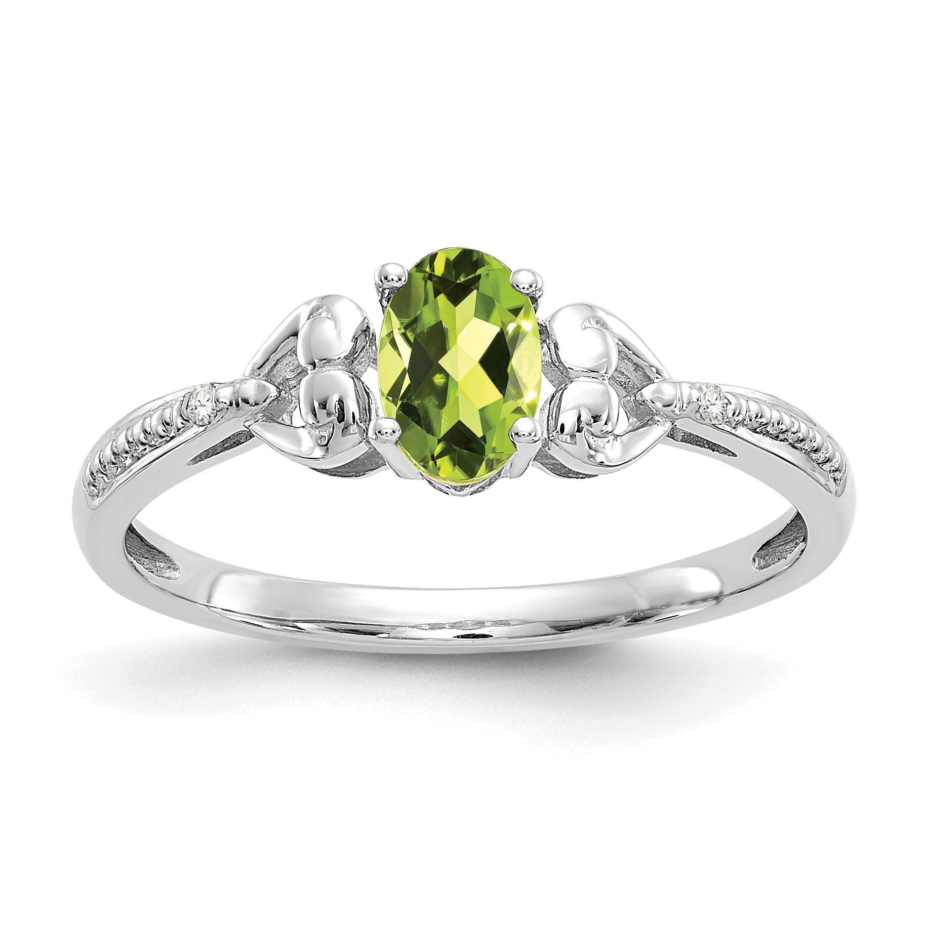 10k White Gold Peridot and Diamond Ring (10XB293)