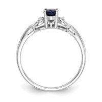 10K White Gold 6x 4mm Oval September Sapphire and Diamond Ring view 2