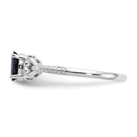 10K White Gold 6x 4mm Oval September Sapphire and Diamond Ring view 4
