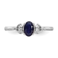 10K White Gold 6x 4mm Oval September Sapphire and Diamond Ring view 5