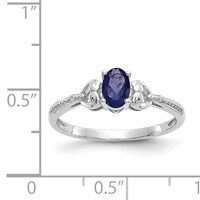 10K White Gold 6x 4mm Oval September Sapphire and Diamond Ring view 3