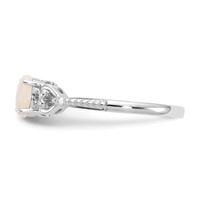 10K White Gold 6x4mm Oval October Opal and Diamond Ring - Size 7 view 4