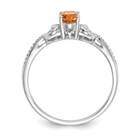 10K White Gold 6x 4mm Oval November Citrine and Diamond Ring view 2