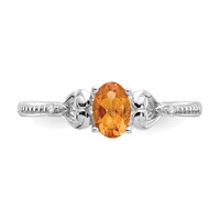 10K White Gold 6x 4mm Oval November Citrine and Diamond Ring view 5