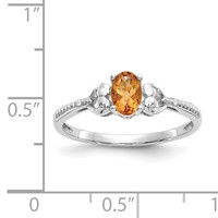 10K White Gold 6x 4mm Oval November Citrine and Diamond Ring view 3