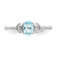 10K White Gold 6x 4mm Oval December Swiss Blue Topaz and Diamond Ring view 5