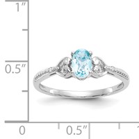 10K White Gold 6x 4mm Oval December Swiss Blue Topaz and Diamond Ring view 3