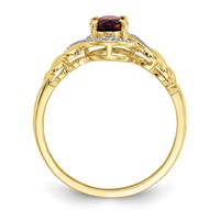 10K Yellow Gold 7x 5mm Oval January Garnet and Diamond Ring view 2