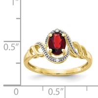 10K Yellow Gold 7x 5mm Oval January Garnet and Diamond Ring view 3