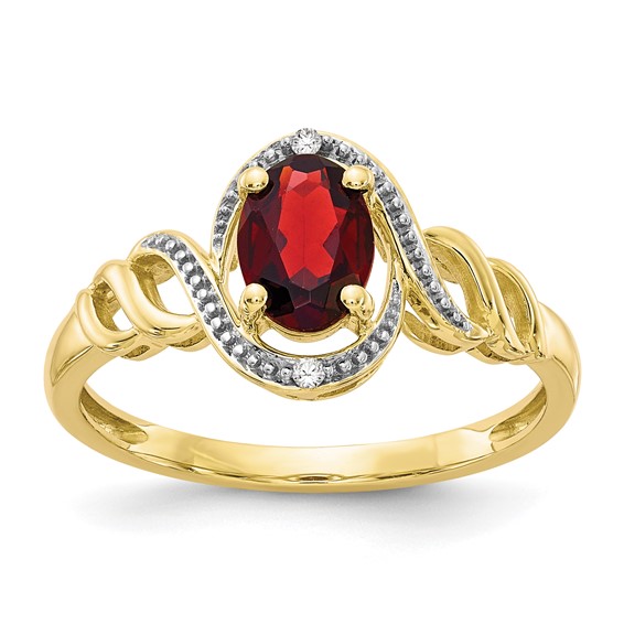 10K Gemstone and Diamond Ring