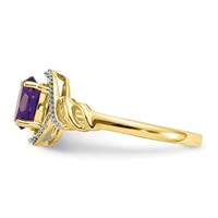 10K Yellow Gold 7x 5mm Oval February Amethyst and Diamond Ring view 4