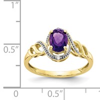 10K Yellow Gold 7x 5mm Oval February Amethyst and Diamond Ring view 3