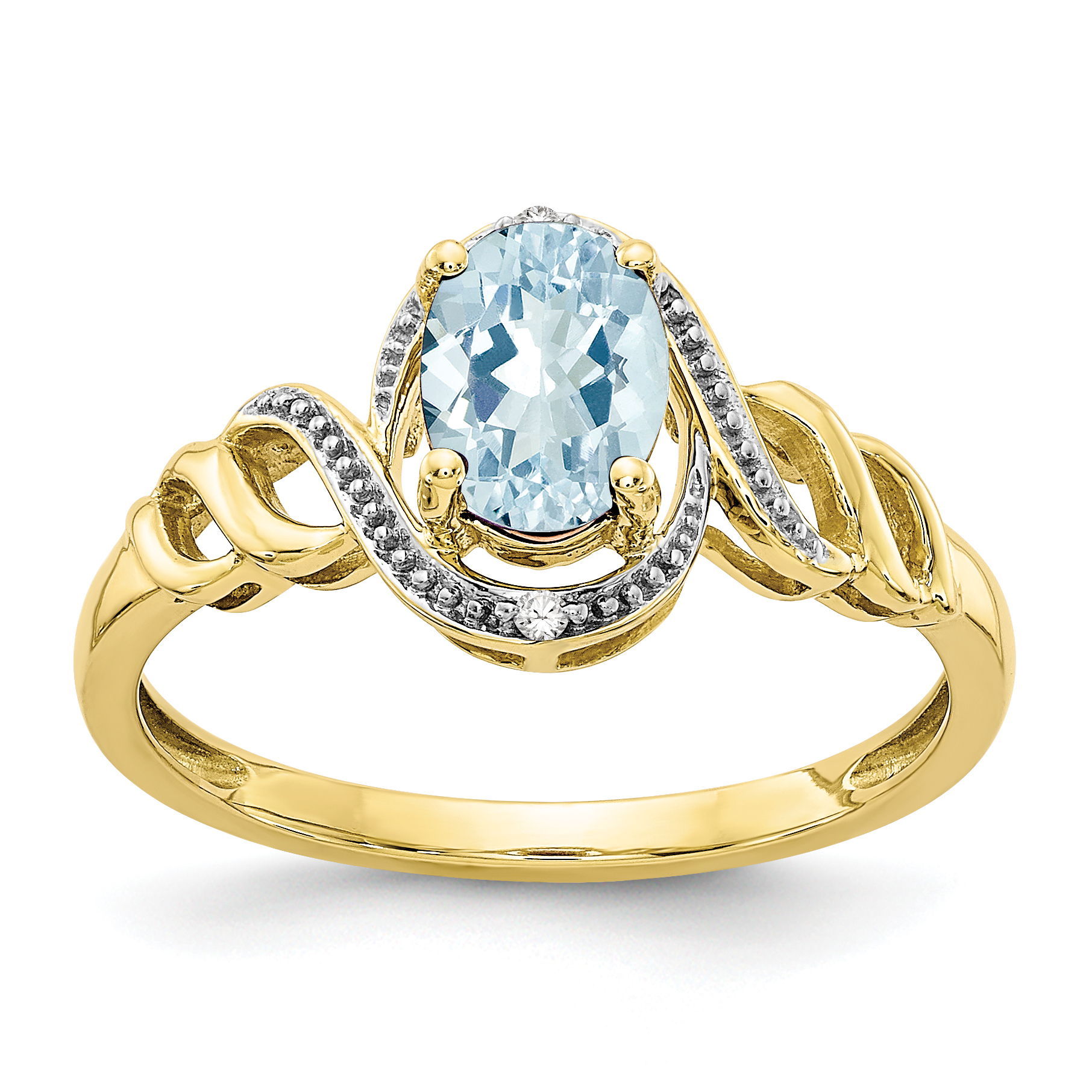 10K Aquamarine and Diamond Ring (10XB300)