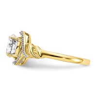 10K Yellow Gold 7x 5mm Oval April White Topaz and Diamond Ring view 4