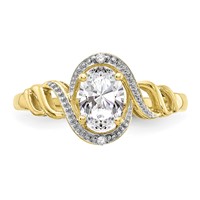 10K Yellow Gold 7x 5mm Oval April White Topaz and Diamond Ring view 5
