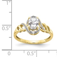10K Yellow Gold 7x 5mm Oval April White Topaz and Diamond Ring view 3