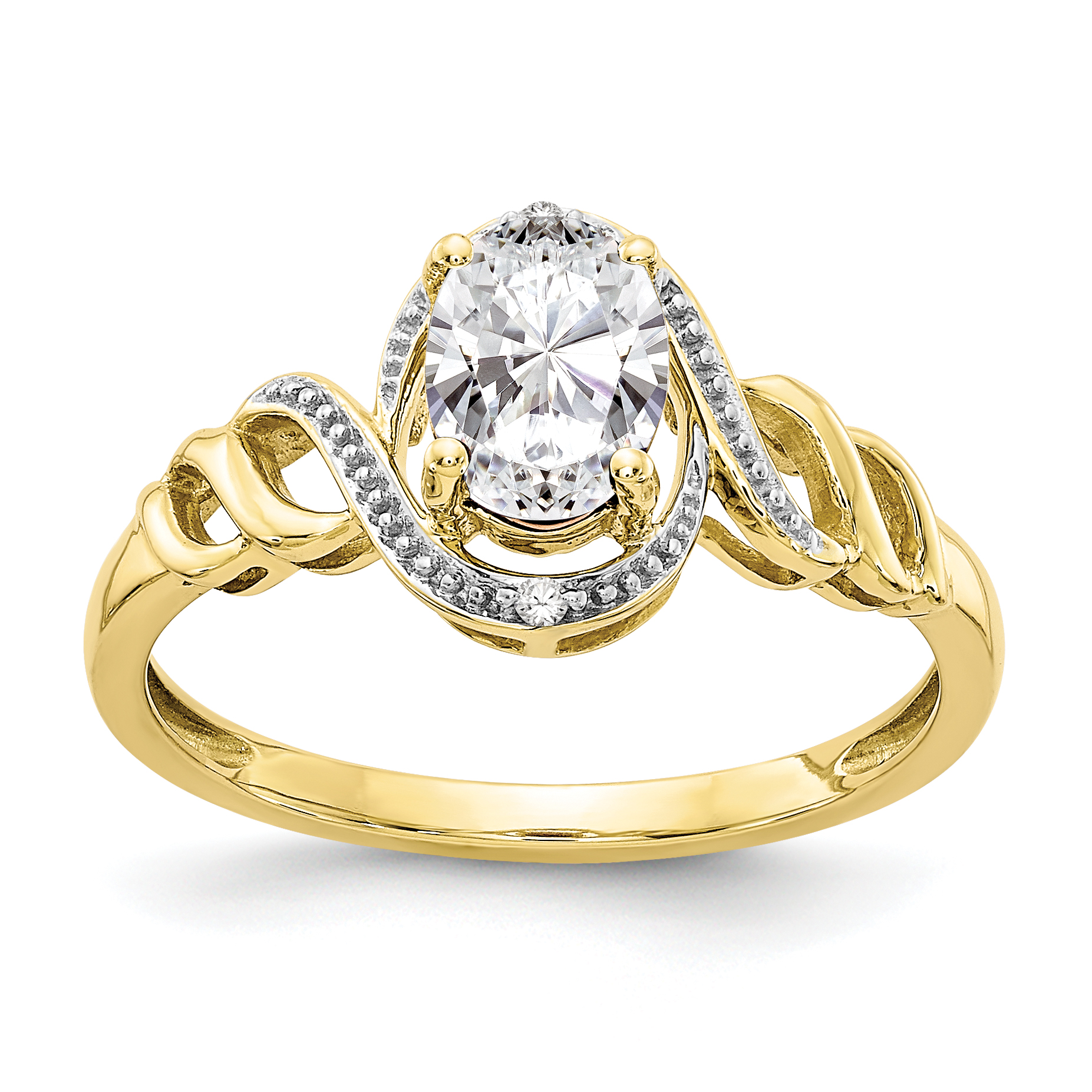 10K White Topaz and Diamond Ring (10XB301)