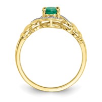 10K Yellow Gold 7x 5mm Oval May Emerald and Diamond Ring view 2