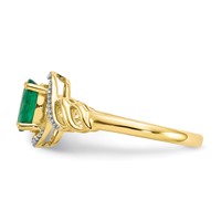 10K Yellow Gold 7x 5mm Oval May Emerald and Diamond Ring view 4