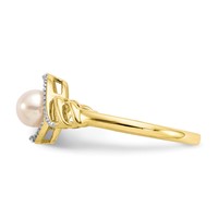 10K 5.5mm Yellow Gold June Freshwater Cultured Pearl and Diamond Ring view 4