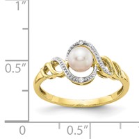 10K 5.5mm Yellow Gold June Freshwater Cultured Pearl and Diamond Ring view 3