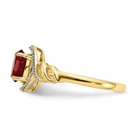 10K Yellow Gold 7x5mm Oval July Ruby and Diamond Ring - Size 7 view 4