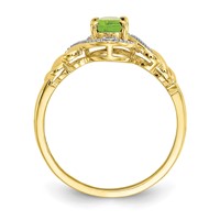 10K Yellow Gold 7x 5mm Oval August Peridot and Diamond Ring view 2