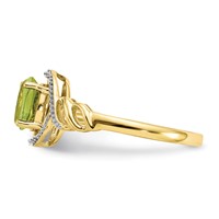 10K Yellow Gold 7x 5mm Oval August Peridot and Diamond Ring view 4