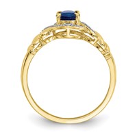 10K 7x5mm Oval September Sapphire and Diamond Size 7 Ring view 2