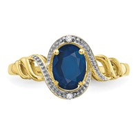 10K 7x5mm Oval September Sapphire and Diamond Size 7 Ring view 5