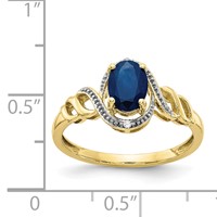 10K 7x5mm Oval September Sapphire and Diamond Size 7 Ring view 3