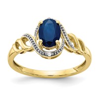 10K 7x5mm Oval September Sapphire and Diamond Size 7 Ring view 1