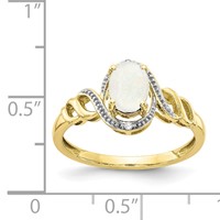 10K Yellow Gold 7x 5mm Oval October Opal and Diamond Ring view 3